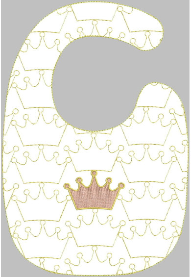 Hop071 - Crowns Quilted Bib